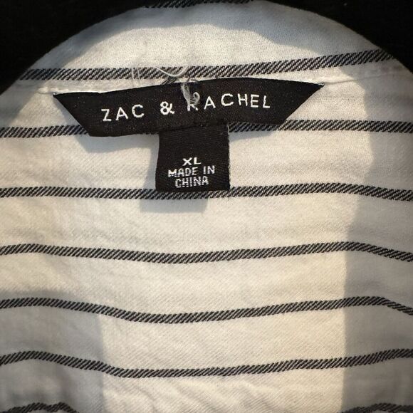 Zac & Rachel Blouse Sz. XL Black/White Stripped. Button Front - Picture 8 of 8